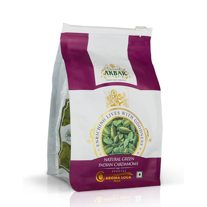 Emperor Akbar Alleppey Green 100g Whole Cardamom (Elaichi) Superior Aroma-lock Pack (Purple Grade - 8mm above)