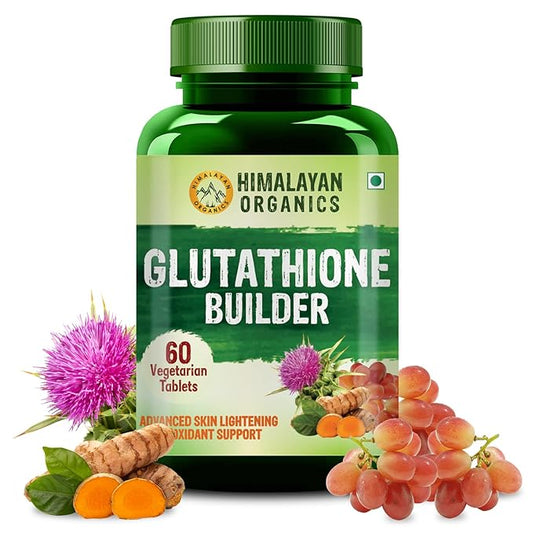 Himalayan Organics Glutathione Builder With Vitamin CEB6 & Curcumin Alpha Lipoic Acid Antioxidant Support for Anti-Ageing Youthful & Brightening Skin -60 Veg Tablets