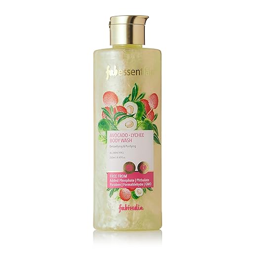 Fabessentials Avacado Lychee Body Wash | infused with Almond Oil | Detoxifies & Purifies Skin from Daily Impurities | Rejuvenating & Moisturising - 250 ml