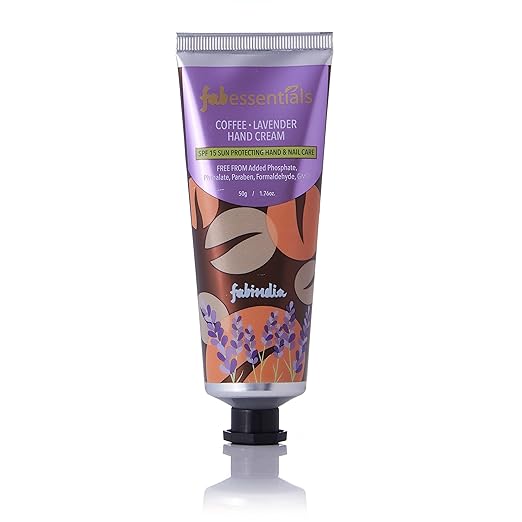 Fabessentials Coffee Lavender Hand Cream - SPF 15 | with the Goodness of Shea Butter | Protects from Premature Ageing Affects Caused by Sun Exposure 50 gm