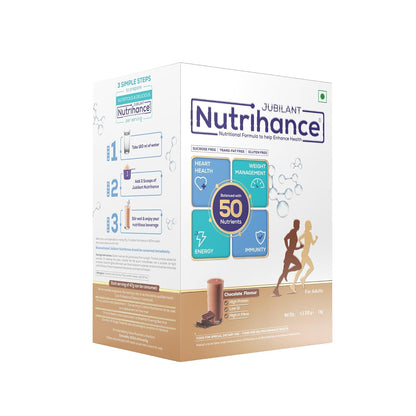 Jubilant Nutrihance Balanced with 50 Vital Nutrients | Sucrose Free Trans-fat Free  Gluten Free Nutrition Drink (1kg Chocolate Flavored)