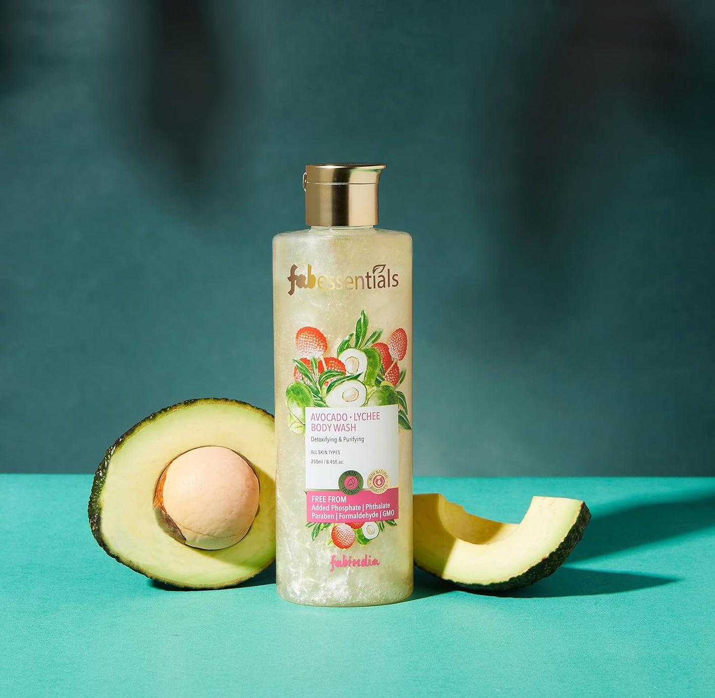 Fabessentials Avacado Lychee Body Wash | infused with Almond Oil | Detoxifies & Purifies Skin from Daily Impurities | Rejuvenating & Moisturising - 250 ml