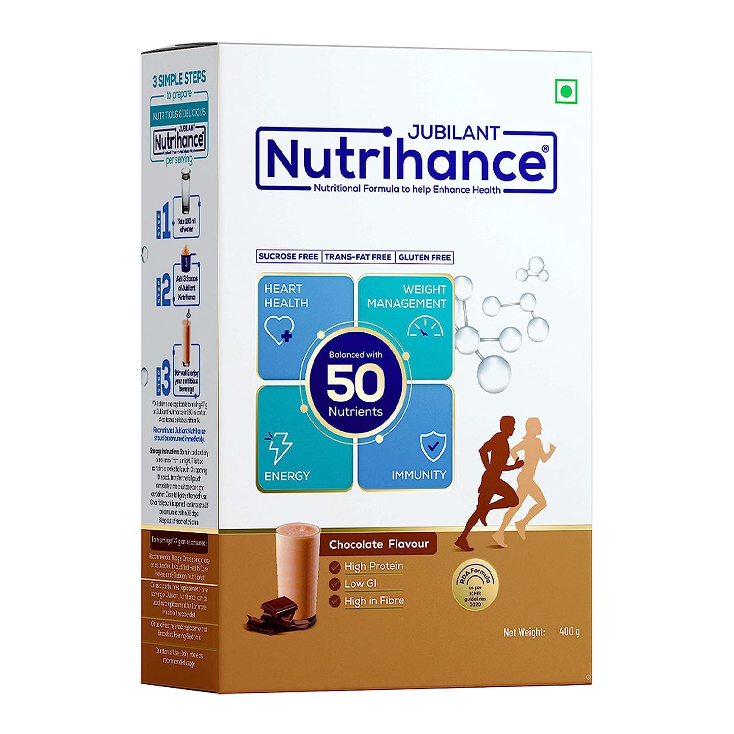 JUBILANT Nutrihance Complete Nutritional Drink Balanced with 50 Vital Nutrients | Nutrition Drink  (400 g  Chocolate Flavored)