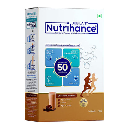 JUBILANT Nutrihance Complete Nutritional Drink Balanced with 50 Vital Nutrients | Nutrition Drink  (400 g  Chocolate Flavored)