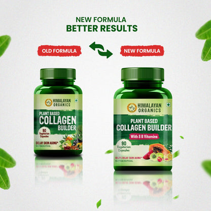 Himalayan Organics Organic Collagen Builder for Hair and Skin With Biotin & Vitamin C - 90 Veg Capsules