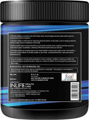 Inlife Micronized Citrulline Malate Powder 2:1 Supplement 200 grams  Unflavoured EAA (Essential Amino Acids)  (200 g Unflavored)