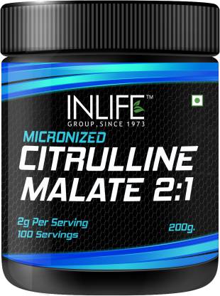 Inlife Micronized Citrulline Malate Powder 2:1 Supplement 200 grams  Unflavoured EAA (Essential Amino Acids)  (200 g Unflavored)