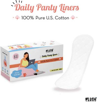 PLUSH Panty Liners பெரியது (180mm)|உடனடியாக வறட்சியடைய குவாட் லாக் டிசைனுடன் கூடிய தூய US பருத்தி |அனைத்து தோலுக்கும் ஏற்றது (30 பேக்)