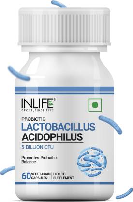 Inlife Lactobacillus Acidophilus 5 billion CFU Daily Probiotic Gut Health Supplement  (60 Capsules)