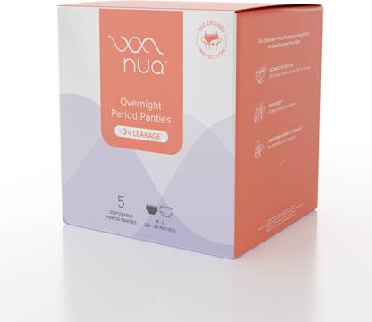 Nua Overnight Disposable Period Panties | M - L | 360 Degree Coverage for Protection Sanitary Pad  (Pack of 5)