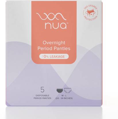 Nua Overnight Disposable Period Panties | M - L | 360 Degree Coverage for Protection Sanitary Pad  (Pack of 5)