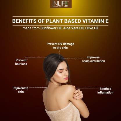 Inlife Plant Based Natural Vitamin E Capsules for Face and Hair Glowing Skin  (30 Capsules)