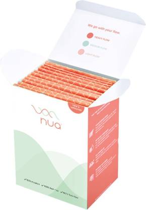 Nua Ultra Thin Rash Free Sanitary Pads - 12 XL Pads with Disposal Cover Heavy Flow - Wider Back Design Sanitary Pad  (Pack of 12)