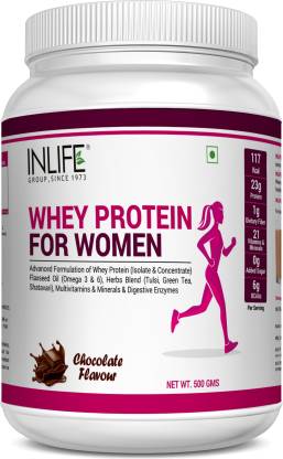 Inlife Whey Protein Powder for Women 23g Protein 21 Vitamins Minerals-500g Whey Protein  (500 g Chocolate)