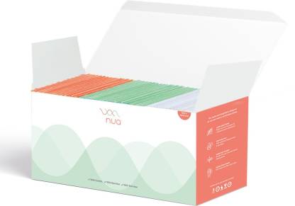 Nua Ultra Thin Sanitary Pads Bulk Pack 12 Heavy  20 Medium & 18 Light Flow Pads Sanitary Pad  (Pack of 50)